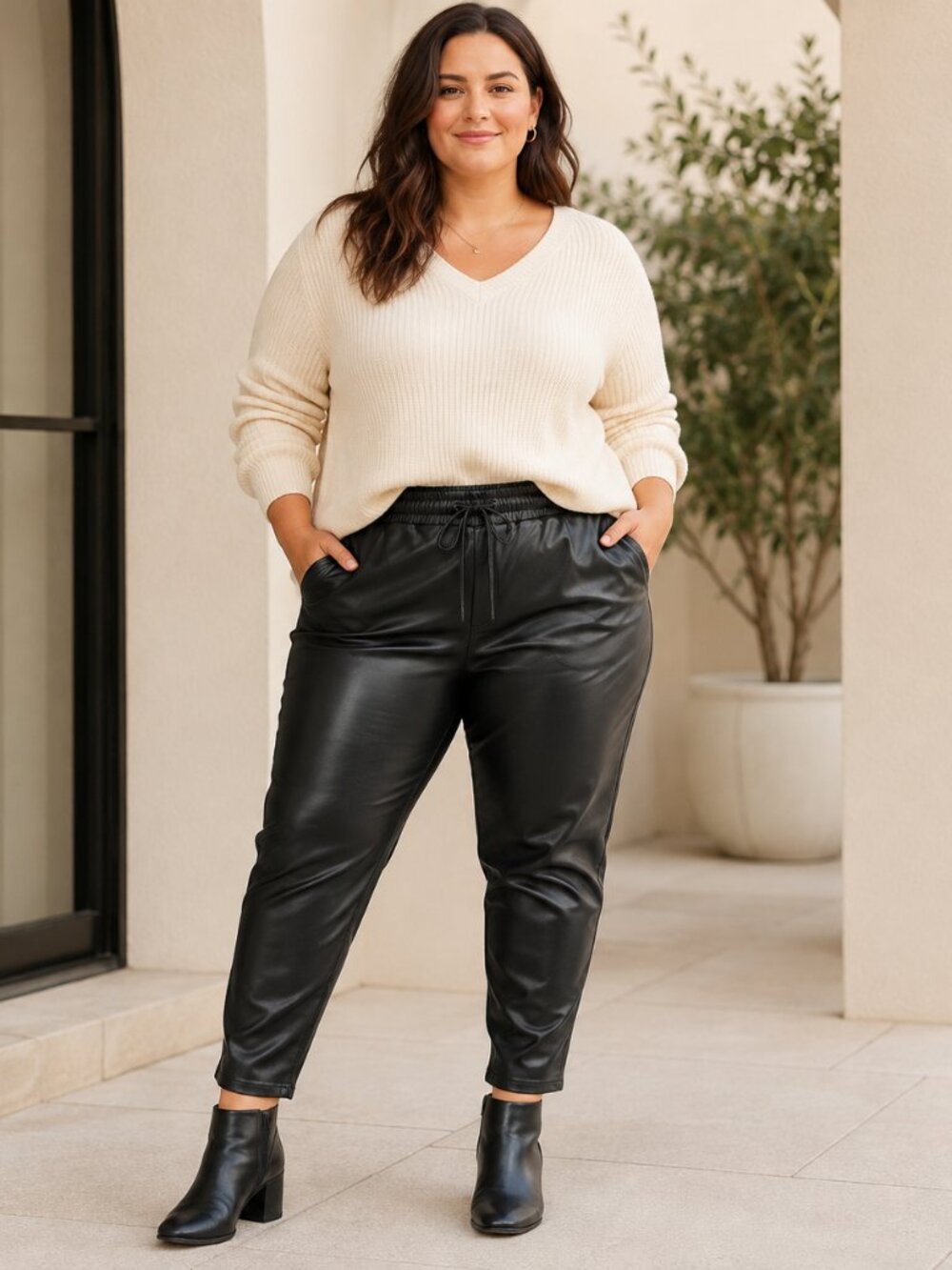Sanctuary Hayden Faux Leather Pants 2X Black Pull On Skinny NWT